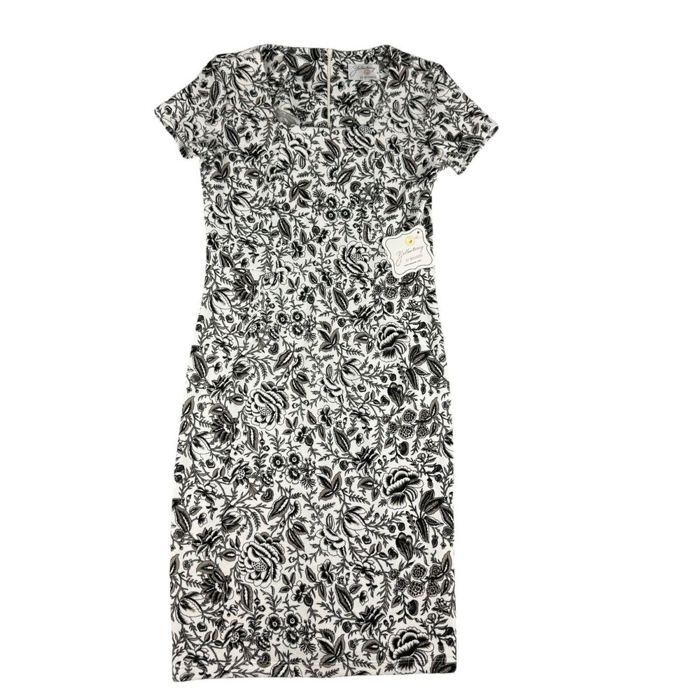 Yellowberry by MikaRose Dress Women's Medium Black White Floral Midi Career NWT